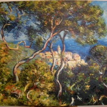 Painting titled "MONET - Bordighera" by Alain Dreyer, Original Artwork, Oil