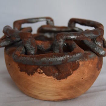 Sculpture intitulée "Bowl and Chain" par Ruben Verschueren, Œuvre d'art originale, Bois