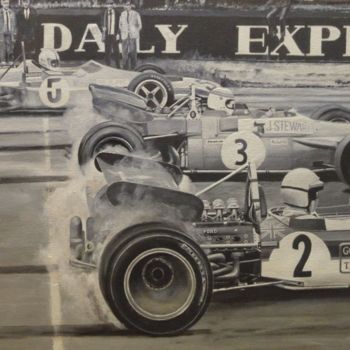 Pintura titulada "Silverstone Grand P…" por Ruben Badia, Obra de arte original, Oleo