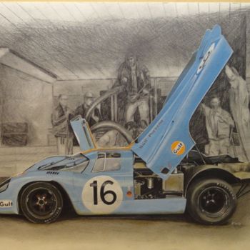 Painting titled "Porsche 917 in the…" by Ruben Badia, Original Artwork, Oil