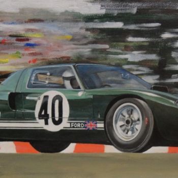 Painting titled "Ford GT 40" by Ruben Badia, Original Artwork, Oil