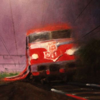 Painting titled "tren en movimiento" by Ruben Badia, Original Artwork, Other