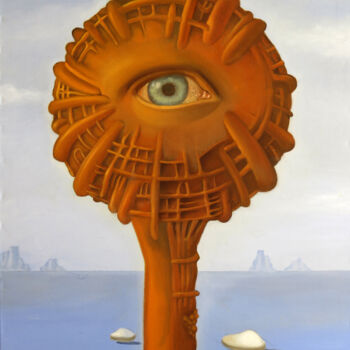 Schilderij getiteld "Moral eye" door Ruben Cukier, Origineel Kunstwerk, Olie Gemonteerd op Frame voor houten brancard