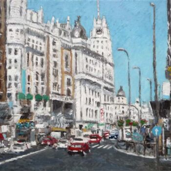 Pintura titulada "Gran Vía, Madrid |…" por Rubén De Luis, Obra de arte original, Oleo Montado en Bastidor de camilla de made…
