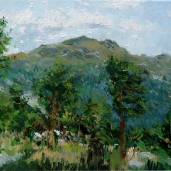 Painting titled "Paisaje de La Malic…" by Rubén De Luis, Original Artwork, Oil Mounted on Wood Panel