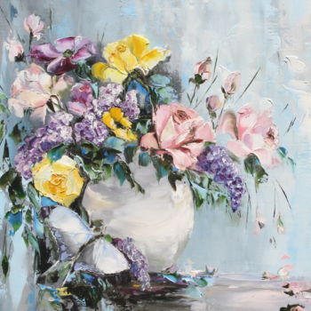 Painting titled "BOUQUET DE FLEURS 2…" by Françoise Pascal, Original Artwork, Oil