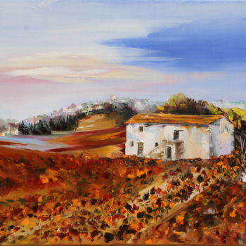 Painting titled "MAS et VIGNES en PR…" by Françoise Pascal, Original Artwork, Oil