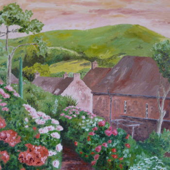 Painting titled "Paysage du Cotentin" by Xavier Rubin, Original Artwork, Oil