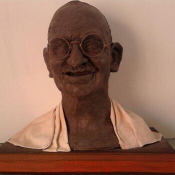 Sculpture titled "Le Mahatma" by Ruby, Original Artwork, Terra cotta