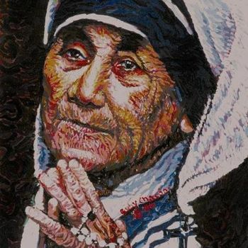 Painting titled "Mother teresa" by Ruby Chacon, Original Artwork
