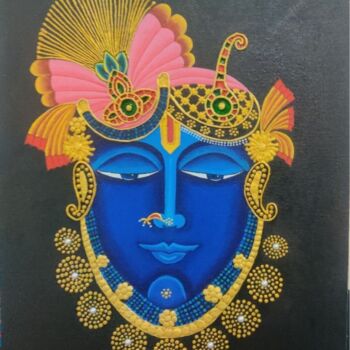 Schilderij getiteld "Shreenathji" door Ruchi Gupta, Origineel Kunstwerk, Acryl Gemonteerd op Frame voor houten brancard