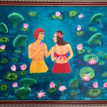 Painting titled "Love in water" by Ruchi Gupta, Original Artwork, Acrylic