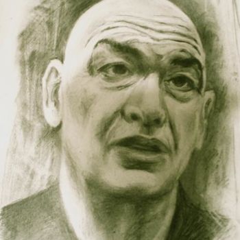 Desenho intitulada "Portrait Jean Nouvel" por Marion Rudermann, Obras de arte originais, Lápis