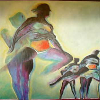 Pintura intitulada "L'envol des cygnes" por Marion Rudermann, Obras de arte originais, Óleo