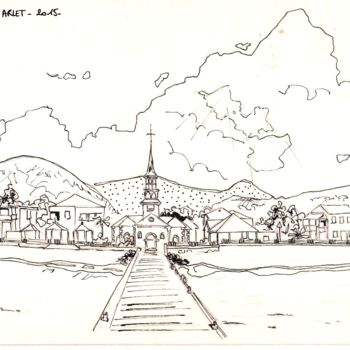 Dessin intitulée "martinique-les-anse…" par Rudy Dissler, Œuvre d'art originale, Encre