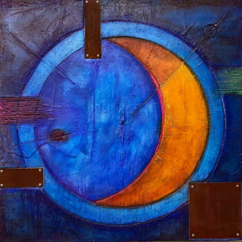 Malerei mit dem Titel "Blau / Lands Cape O…" von Rudi Eckerle, Original-Kunstwerk, Pigmente