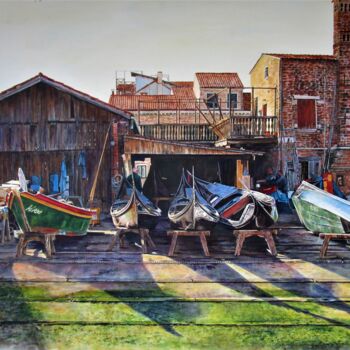 Malerei mit dem Titel "Venezia 11, Canetie…" von Rüdiger Eggers, Original-Kunstwerk, Aquarell