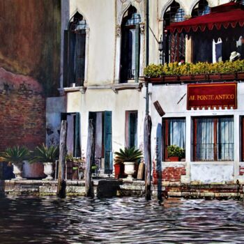 Malerei mit dem Titel "Venezia 16, Hotel "…" von Rüdiger Eggers, Original-Kunstwerk, Aquarell