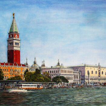 Pintura intitulada "Venezia 26" por Rüdiger Eggers, Obras de arte originais, Aquarela