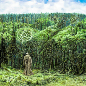 Digitale Kunst getiteld "The holy forest" door Rüdiger Geisler, Origineel Kunstwerk, Digitaal Schilderwerk