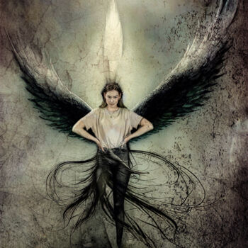 Digitale Kunst mit dem Titel "angel from the neig…" von Rüdiger Geisler, Original-Kunstwerk, Fotomontage