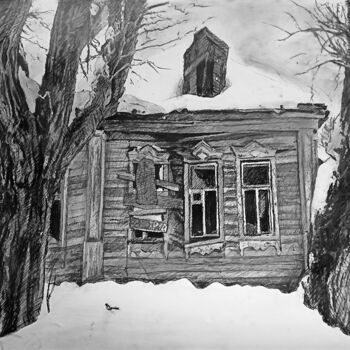 Рисунок под названием "Сорока" - Mikhail Rudnik, Подлинное произведение искусства, Древесный уголь