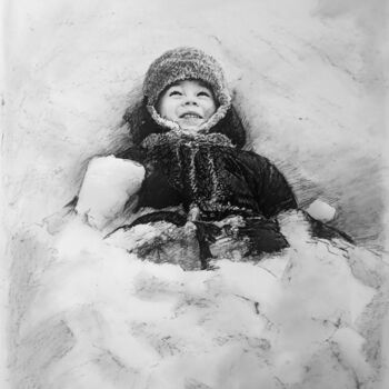 Tekening getiteld "Снег" door Mikhail Rudnik, Origineel Kunstwerk, Houtskool