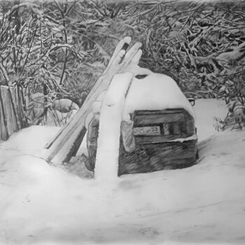 图画 标题为“Зима” 由Mikhail Rudnik, 原创艺术品, 木炭