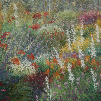 Pittura intitolato "jardin coloré" da Rudolf Otto, Opera d'arte originale, Acrilico