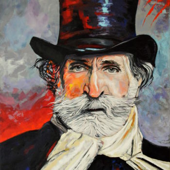 Schilderij getiteld "Giuseppe Verdi" door Rudolf Rox, Origineel Kunstwerk, Acryl