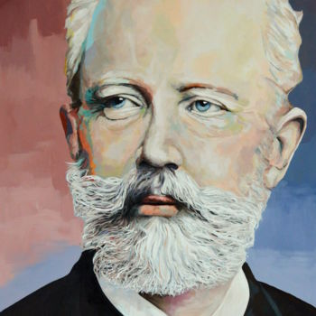 Painting titled "P. Tschaikowski" by Rudolf Rox, Original Artwork, Acrylic