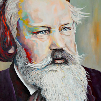 Malerei mit dem Titel "J. Brahms" von Rudolf Rox, Original-Kunstwerk, Acryl