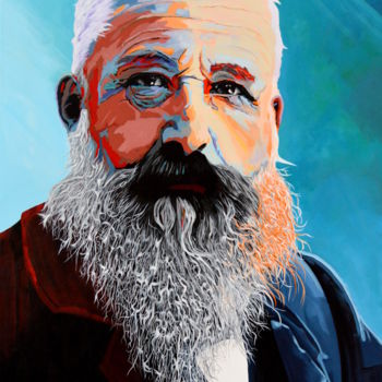 Картина под названием "Claude Monet" - Rudolf Rox, Подлинное произведение искусства, Акрил