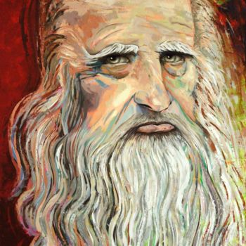 Pintura intitulada "Leonardo da Vinci" por Rudolf Rox, Obras de arte originais, Acrílico