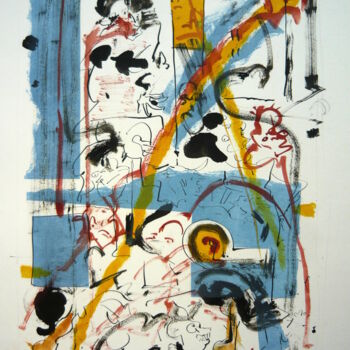 Disegno intitolato "Chaos in the city I…" da Rudolf Suran, Opera d'arte originale, Inchiostro