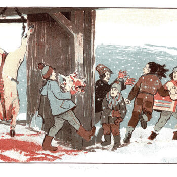 Impressões e gravuras intitulada "Party (zabíjačka)" por Rudolf Suran, Obras de arte originais, Litografia