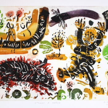 Prenten & gravures getiteld "Fear and horror.(cy…" door Rudolf Suran, Origineel Kunstwerk, Ets
