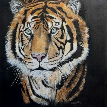 Pittura intitolato "Tigre" da Christian Ruffie, Opera d'arte originale, Acrilico