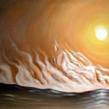 Peinture intitulée "Le feu du desert" par Bernard Rugwiro, Œuvre d'art originale