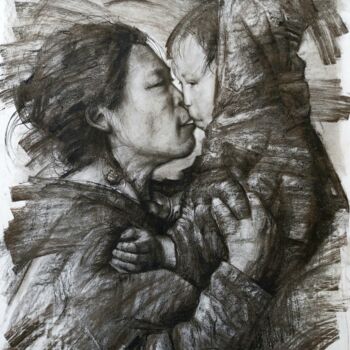 Dibujo titulada "LOVE" por Muh Ilyas Ruhiyat Artist, Obra de arte original, Carbón