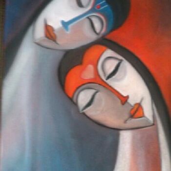 Painting titled "Pierrots" by Rui Da Costa - Artista Plastico Portugal, Original Artwork, Pastel