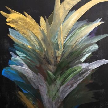 Painting titled "Plant Leaves" by Rui Mesquita, Original Artwork, Acrylic Mounted on Wood Stretcher frame