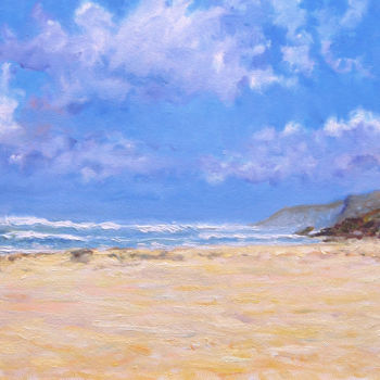 Painting titled "praia-da-foz-do-are…" by Rui Albuquerque, Original Artwork, Oil