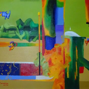 Картина под названием ""CORETO E FEIRA"" - Rui Carreira, Подлинное произведение искусства, Масло Установлен на Деревянная ра…