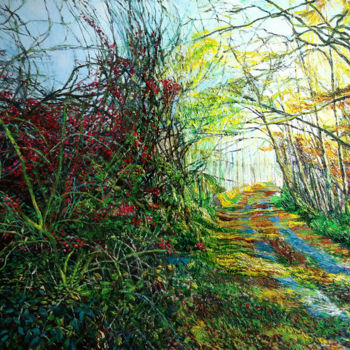 Pintura titulada "Chemin en forêt van…" por Ruisegord, Obra de arte original, Acrílico
