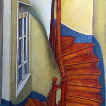 Ζωγραφική με τίτλο "Escaliers d'immeubl…" από Ruisegord, Αυθεντικά έργα τέχνης, Ακρυλικό