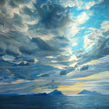 Painting titled "Nuages au dessus de…" by Ruisegord, Original Artwork, Oil