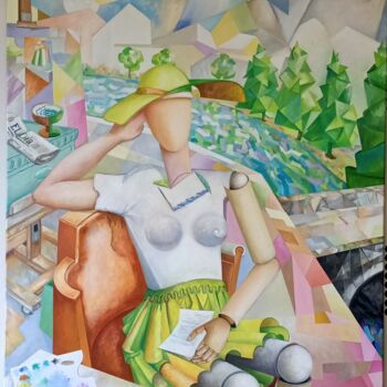 Картина под названием "La mujer del hojala…" - Ruiz De Azúa Juan Carlos, Подлинное произведение искусства, Масло Установлен…