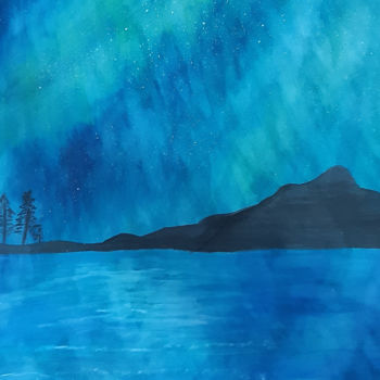 Peinture intitulée "northern lights" par Aviatorsam, Œuvre d'art originale, Aquarelle