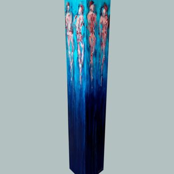 Escultura titulada "totem: turquoise on…" por Rupert Cefai, Obra de arte original